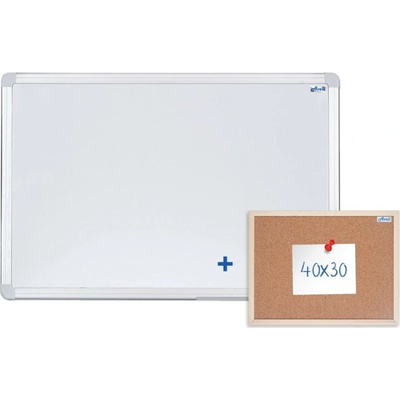 AVELI tabuľa 90 x 60 cm hliníkový rám + korková nástenka 40 x 30 cm SET-00091