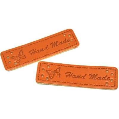 Koženková cedulka Hand Made motýl hnědá