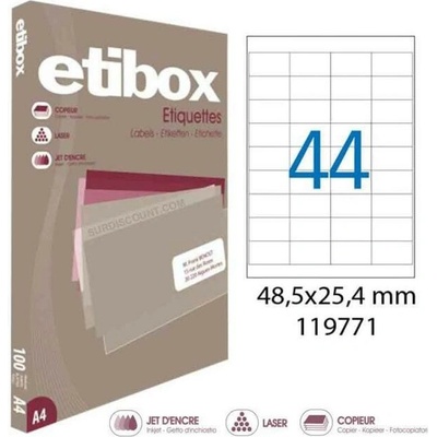 Etikety univerzálne 48,5x25,4mm Etibox A4 100 hárkov