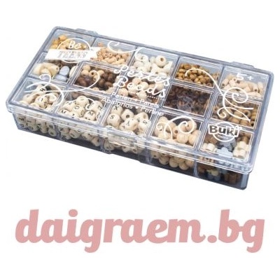 Buki France Кутия с дървени мъниста натурални buki pe014 (bkpe014)