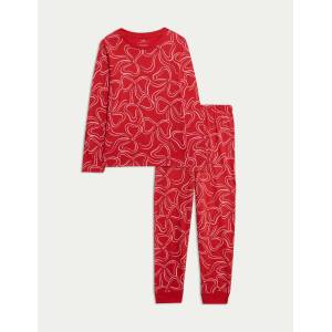 Marks & Spencer Пижама от чиста памучна материя с принт с панделка (1-16 години) Marks & Spencer червена Marks & Spencer | Cherven | Момчешки | 3-4 години