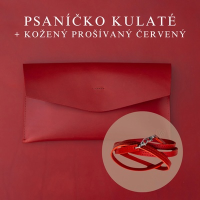 Wood Style psaníčko Kulaté Červené kožený prošívaný Červený