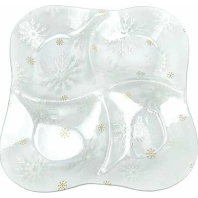Dakls Servírovací sklenený tanier s vianočným motívom 28,5 cm Frosty Flakes