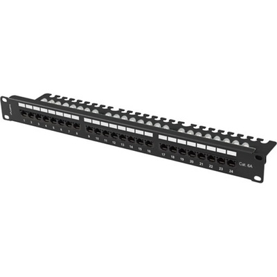 Lanberg patch panel 24 port 1U 19" CAT. 6a utp with cable organizer black (PPUA-1124-B)