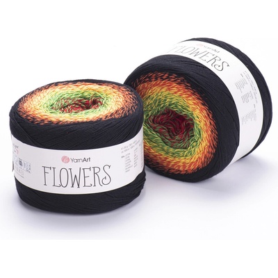 Yarn Art příze Flowers 267 červená, zelená, žlutá, oranžová, černá