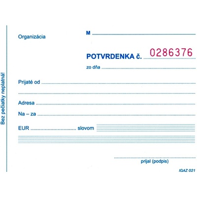 Igaz 21 Potvrdenka s juxtou A6 3x25 listov