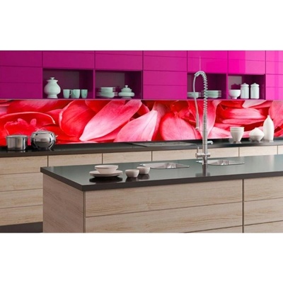 DIMEX ART Фототапет за кухня - червени венчелистчета 350 x 60 см