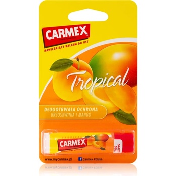 Carmex Tropical Peach & Mango хидратиращ балсам за устни в тубичка (Peach and Mango) 4.25 гр