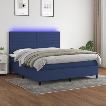 vidaXL Боксспринг легло с матрак и LED, синьо, 180x200 см, плат (3134979)