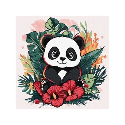 Ideyka Painting by numbers 30x30cm for kids KHO1261 Panda in the tropics AP0085