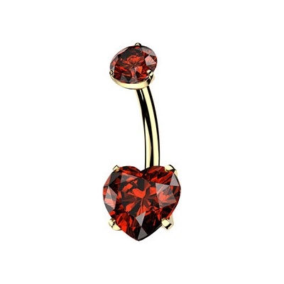 Šperky4U Pozlacený piercing do pupíku srdíčko - TITAN - TIT1745-R