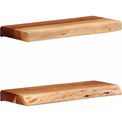 vidaXL Стенни рафтове, 2 бр, 40x20x3, 5 см, акациево дърво масив (373624)