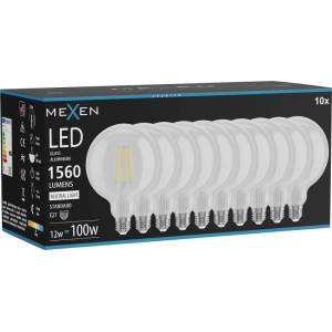 Mexen Vintis 10x LED филаментна крушка E27, G125, 12W, Неутрална - 4000K, 1560 lm, ясна (L158-E27-1240-00x10)