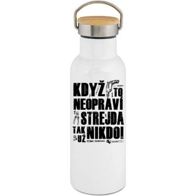 123TRIKO termoska Když to neopraví Strejda, tak už nikdo! Bílý potisk. 500 ml narozeniny