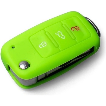 Klíčenka Ochranné silikonové pouzdro na klíč pro VW/Seat/Škoda s vystřelovacím klíčem zelená