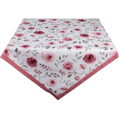 Clayre & Eef bavlna čtvercový ubrus s růžemi Rustic Rose 100x100 cm