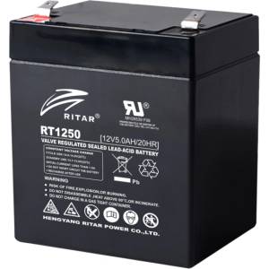 Ritar Оловна батерия RITAR, (RT1250) AGM, 12V, 5Ah, 90/ 70/ 10 1mm, Терминал 2 (RITAR-RT1250) - zettabytex