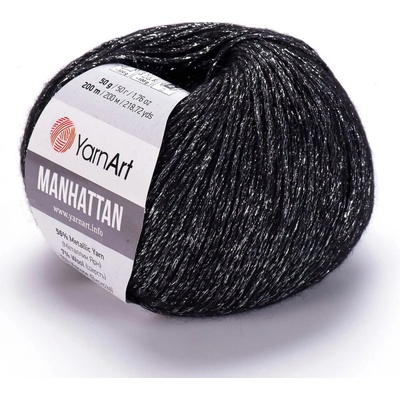 Pletací / háčkovací příze YarnArt MANHATTAN 915 metalická stříbrno-černá, efektní, 50g/200m