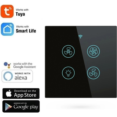 TUYA WiFi+RF vypínač pro ventilátory AS-WS-EU-FL - černý