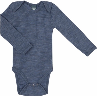 Merino body detské dlhý rukáv modré denim melange Smallstuff