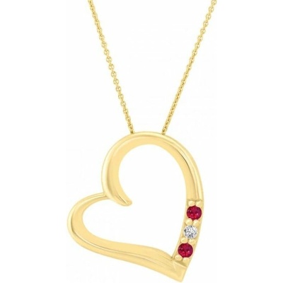 Eppi Zlatý přívěsek srdce s rubíny a diamantem Tanish P31370