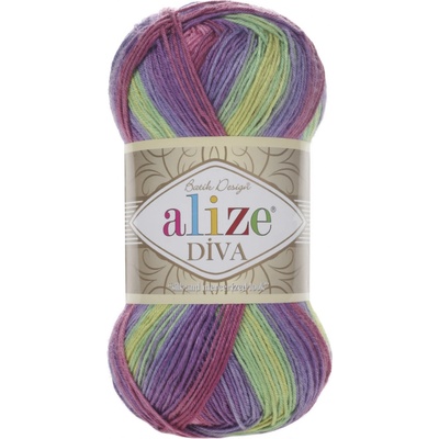 Alize příze Diva batik 3241 žlutá, růžová, fialová