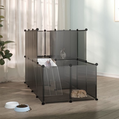 vidaXL 9799.340573 Klec pro malá zvířata PP a ocel černá 142 x 74 x 93 cm