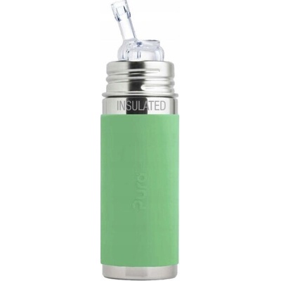 Pura Kiki termo láhev se slámkou 260 ml zelená