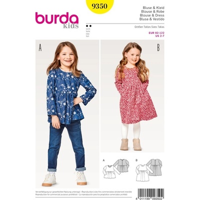 Střih Burda číslo 9350 dětská halenka, šaty – Zboží Dáma