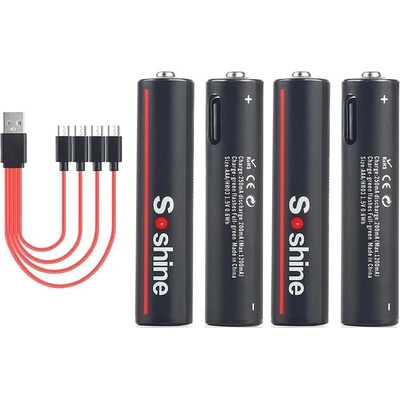 Soshine SOSHINE® 4x dobíjecí USB AA 1,5V baterie 3500mWh + USB kabel