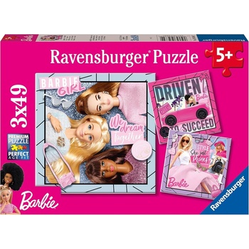 Ravensburger Детски пъзел Ravensburger от 3 x 49 части - Барби (5684)
