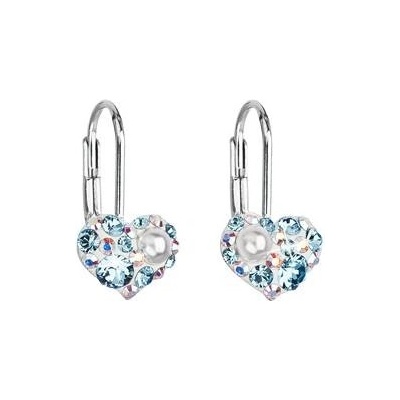 Pavona Dívčí stříbrné náušnice srdíčka s krystaly Crystals from Swarovski AQUAMARINE AB 31125.9 aquamarine AB
