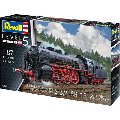 Revell Сглобяем модел, Revell, Експресен локомотив S3/6 BR18 с тендер, 154 части (R02168)