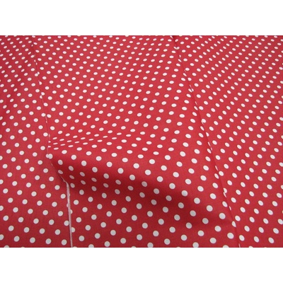 Bodka červená na bielom podklade š.140cm