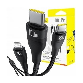 Baseus USB-C Cable - 2x USB-C + Lightning 1.5 m Black (6932172669676)