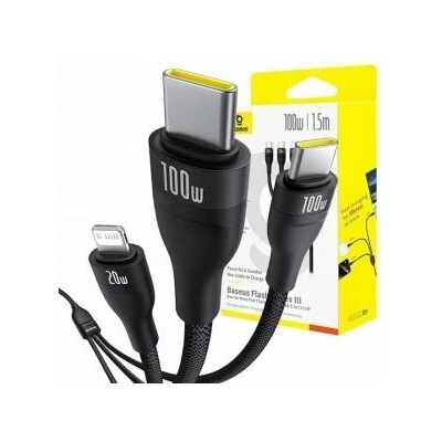 Baseus USB-C Cable - 2x USB-C + Lightning 1.5 m Black (6932172669676)