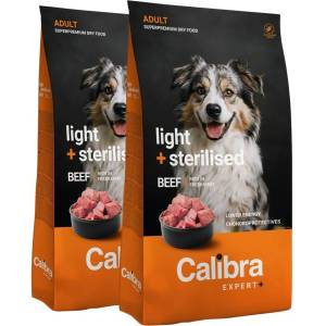Calibra Dog EXPERT+ Adult Light & Sterilised Beef 2 x 12 kg