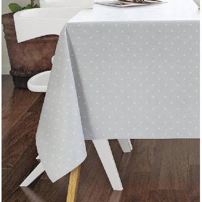 Obrus PVC metráž 673671, 20 m x 140 cm, bodky sivé, IMPOL TRADE