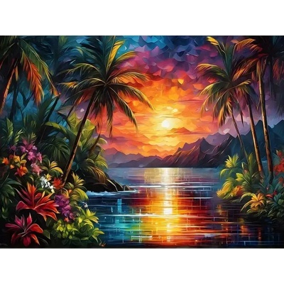 Norimpex - Puzzle Diamant painting: Sunset in a tropical paradise 30x40cm - 1 - 39 piese