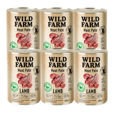 WILD FARM Пастет от агнешко месо 6x400 г безглутенова храна за кучета