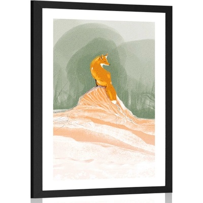Plakát s paspartou mazaná liška - 20x30 black