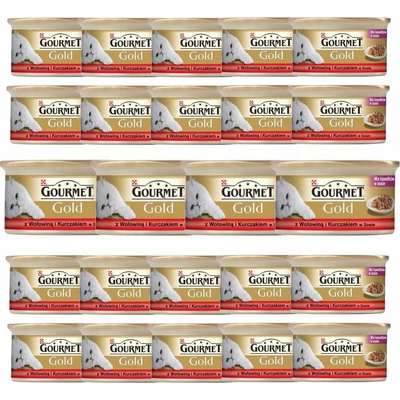 Purina Gourmet Gold s hovädzím mäsom a kuraťom v paradajkovej omáčke 24 x 85 g
