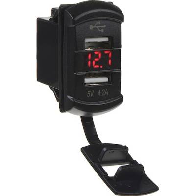 2x USB zásuvka s voltmetrem Rocker, 34554