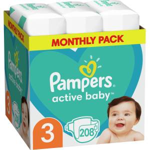 Pampers Бебешки пелени Pampers - Active Baby 3, 208 броя (1007000148) - baby
