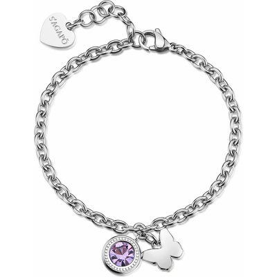 S'Agapõ Oceľový náramok s kryštálom Motýlik Lucky Light SKT61