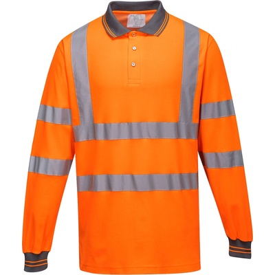 Portwest hi-vis cotton s271 / Функционална светлоотразителна поло тениска с дълъг ръкав - hv оранжево l (s271orrl)