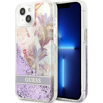 GUESS Кейс Guess GUHCP13SLFLSU за iPhone 13 mini 5.4"", лилав, твърд, Flower Liquid Glitter (GUE001936-0)