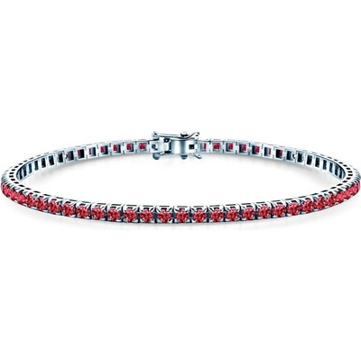 SAVICKI Tenisový náramok biele zlato s rubínmi 2.640 ct 3 mm 19 cm - SAV-B-TENIS-19CM-30SZ-20K-585-RUB-B