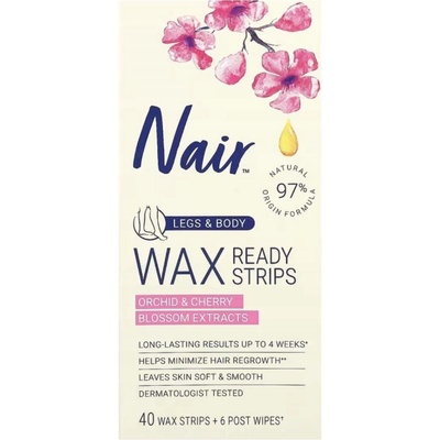 NAIR Voskové depilační pásky na nohy a tělo Orchid & Cherry 40 ks