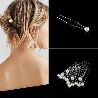 Naishide Jewelry Svatební vlásenky PERLA 10 ks - stříbrná/bílá